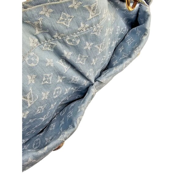 LOUIS VUITTON Daily GM Denim Leather Shoulder Bag Hobo Blue Clair Monogram LV - Picture 15 of 16